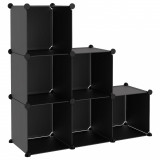 Organizator cub de depozitare, 6 cuburi, negru, PP