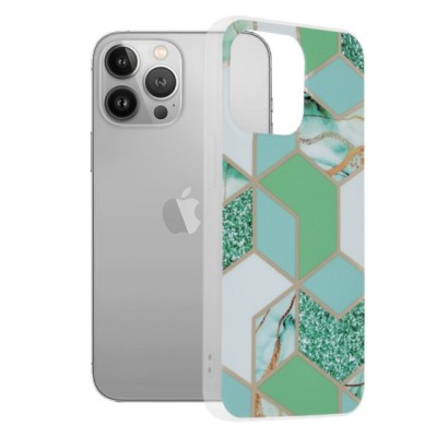 Husa pentru iPhone 13 Pro - Techsuit Marble Series - Green Hex foto