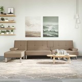 Cumpara ieftin Canapea extensibilă formă L cappuccino 255x140x70 cm piele eco
