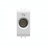 COAXIAL TV Priza, CLASS A SHIELDING - IEC MALE CONNECTOR 9,5mm - DIRECT WITH CURRENT PASSING - 1 MODULE - WHITE - CHORUS