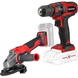 Einhell TC-CD 18/35 Li + AXXIO 18/125 Q PXC - Masina de gaurit si insurubat fara acumulatori si incarcator Li-Ion 18 V - Ah 35 Nm + Polizor unghiular