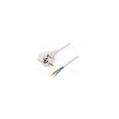 Cablu alimentare AC, 2m, 3 fire, culoare alb, cabluri, CEE 7/7 (E/F) &amp;#351;tecar in unghi, SCHUKO mufa, PLASTROL - W-97167