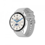 Ceas smartwatch DT3 mini , 1.19 inch IPS HD, multi sport,curea silicon gri si piele gri, argintiu