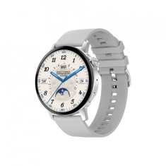 Ceas smartwatch DT3 mini , 1.19 inch IPS HD, multi sport,curea silicon gri si piele gri, argintiu