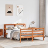 VidaXL Cadru pat fără saltea, maro ceruit, 135x190 cm, lemn masiv pin