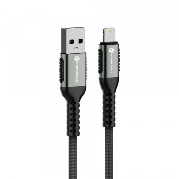 Cablu Date si Incarcare USB-A - Lightning Forcell F-Energy C257, 12W, 1.2m, Negru