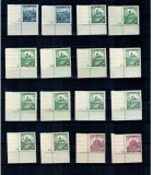 Boemia si Moravia 1939-42 - Uzuale, cetăți, lot mărci din colt coala, numerotata