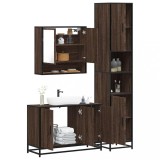 Gossi set mobilier de baie, 3 piese, stejar maro, lemn prelucrat