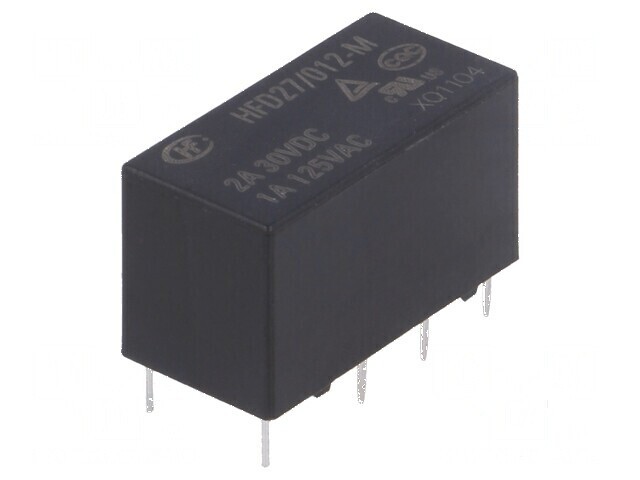 Releu electromagnetic DPDT 12VDC 2A 1A/125VAC pentru PCB