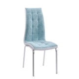 Cumpara ieftin Scaun tapiterie textil verde menta piele ecologica gri picioare crom Gerda 42x58x103