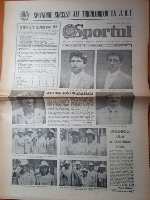 sportul 6 august 1984-jocurile olimpice de la los angeles,fotbal f.c.m bacau