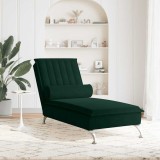 vidaXL Șezlong de masaj cu sprijin, verde &icirc;nchis, catifea 379461