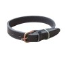 Zgarda Caini Piele Naturala Dubla Neagra, 60 cm x 2.5 cm, Marime L, Ajustabila 37-48 cm, Caini Mari