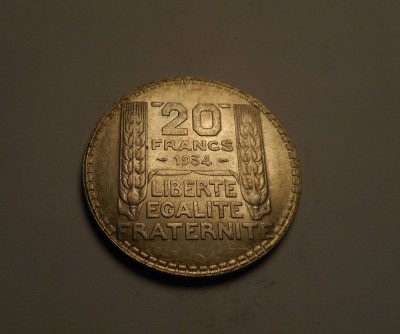 Franta 20 Franci 1934 UNC foto