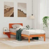 vidaXL Cadru de pat cu mese laterale Maro ceruit Lemn masiv de pin 873474