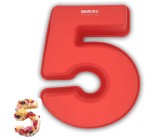 Forma din silicon cu numarul 5 pentru tort prajituri, 25 cm, rosu - SECOND