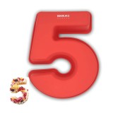 Forma din silicon cu numarul 5 pentru tort prajituri, 25 cm, rosu - SECOND