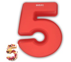 Forma din silicon cu numarul 5 pentru tort prajituri, 25 cm, rosu - SECOND