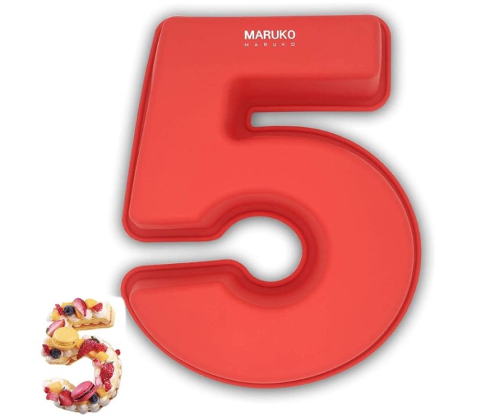 Forma din silicon cu numarul 5 pentru tort prajituri, 25 cm, rosu - SECOND