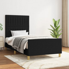 vidaXL Cadru de pat cu tăblie, negru, 80x200 cm, textil foto