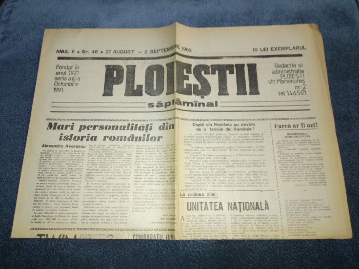 ZIARUL PLOIESTI 27 AUGUST 2 SEPTEMBRIE 1992