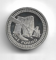 2004 FORTH RAILWAY BRIDGE - ONE POUND - PIEDFORT Silver Proof Coin foto