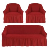Cumpara ieftin Huse Elastice si Creponate, Canapea 3 Persoane + 2 Fotolii, Rosu -HEP39