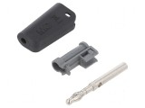 Conector banană 4mm negru nichelat 19A pe cablu