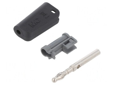 Conector banană 4mm negru nichelat 19A pe cablu foto