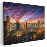 Tablou peisaj urban la apus Tablou canvas pe panza CU RAMA 60x90 cm