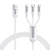 Cablu de incarcare si transfer date, 66W 3 in 1, Lightning, USB-C, Micro USB, lungime 1.2 m, alb, Dactylion
