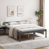 Cumpara ieftin Pat pentru seniori king, gri, 150x200 cm, lemn masiv de pin