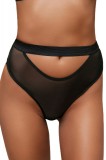 Chilot Tanga Dama, Talie Inalta, Dantela Florala si Plasa, Negru. Marimi: S, M, M/L