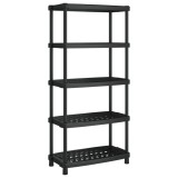 Raft depozitare cu 5 polite, negru, 93,5x45,5x194,5 cm, PP