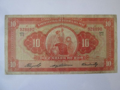 Peru 10 Soles de Oro 1958 foto