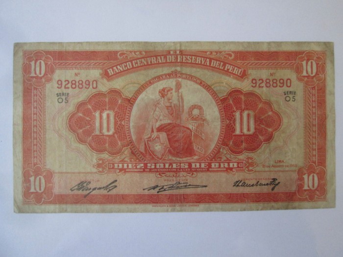 Peru 10 Soles de Oro 1958