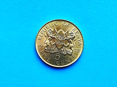 5 Cents 1978 Kenya -AUNC-luciu de batere foto