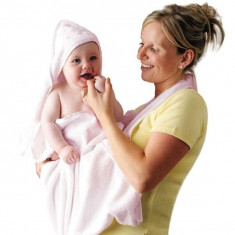Prosop de baie pentru bebelus si mama roz Clevamama foto