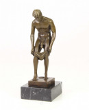Barbat gol- statueta erotica pe soclu din marmura KF-77, Bronz, Nuduri