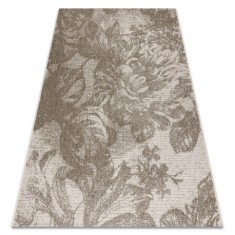 Covor sisal Floorlux 20491 Flori şampanie si gri , 60x110 cm