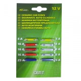 Set 10 Sigurante Auto Cilindrice RoGroup 12V, 5A, 8A, 16A, 25A - Ceramice, diverse culori, protectie electrica auto