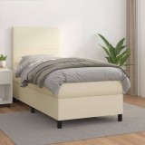 vidaXL Pat box spring cu saltea, crem, 80x200 cm, piele ecologică 3142691