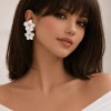 Cercei vara floare de cais auriu alb din aliaj 5 cm set bijuterii fashion