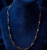 Cumpara ieftin Colier din Argint 925 Placat cu Aur , zBlack Onyx Code, - Lant cu Margele Negre Fatetate E i Cilindri Geometrici