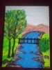 TABLOU PE PANZA CU SASIU NOU 30X40 CM PEISAJ PRET 20 LEI PICTOR FLORIAN, Peisaje, Acrilic, Realism