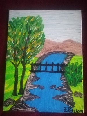 TABLOU PE PANZA CU SASIU NOU 30X40 CM PEISAJ PRET 20 LEI PICTOR FLORIAN foto