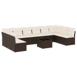 Cumpara ieftin Set canapele de gradina cu perne, 11 piese, maro, poliratan