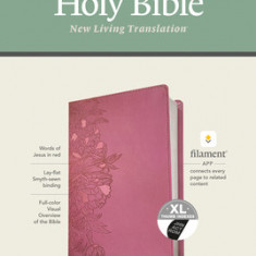 NLT Personal Size Giant Print Bible, Filament Enabled Edition (Red Letter, Leatherlike, Peony Pink, Indexed)