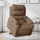 VidaXL Fotoliu electric de masaj rabatabil cu ridicare, maro, textil