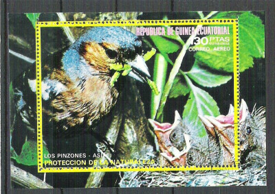Eq. Guinea 1976 Asian birds, perf. sheet, used M.028 foto